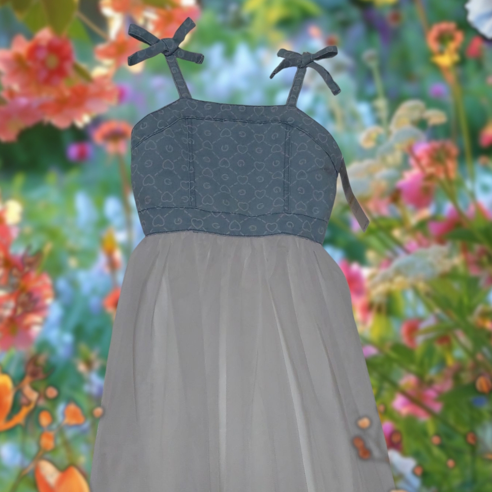 Charming Blue and White Kids Dress